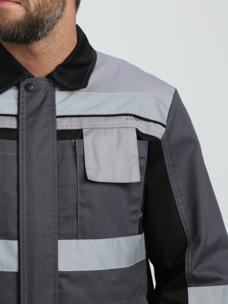 Костюм ВИВАТ-1 ПРЕМИУМ СН МВО с БР (т.серый/черный/св.серый)