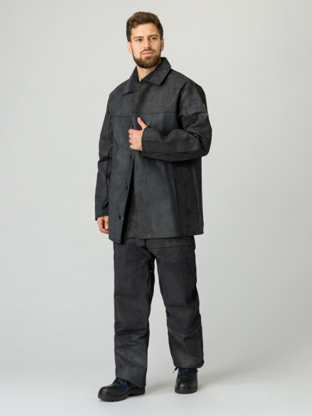 Костюм сварщика цельноспилковый 2 кл.защиты спилок 0,9-1,2 (черный)