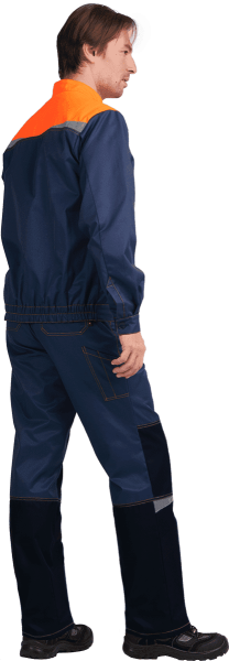 Костюм КМ-10 ЛЮКС с ПК (т.синий/оранжевый)