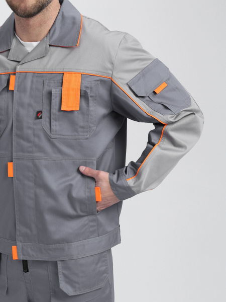 Костюм ДРАГА-2 с ПК (серый/св.серый/оранжевый)