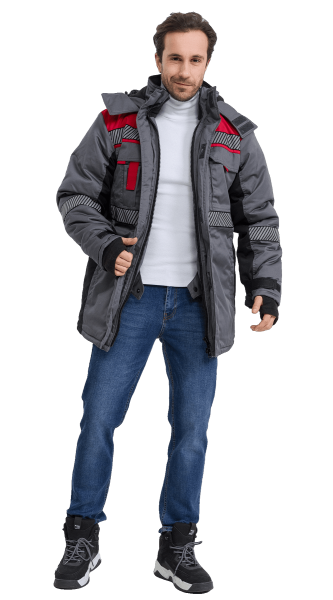Куртка RONTA KR585 зимняя с СОП (т.серый/красный/черный)