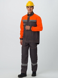 Костюм лесоруба Волат-Урбан-2 СОП (тк.Смесовая,215) брюки, серый/оранжевый