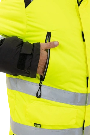 Куртка-парка BRODEKS KW 217 зимняя сигнальная c опушкой (желтый/черный)