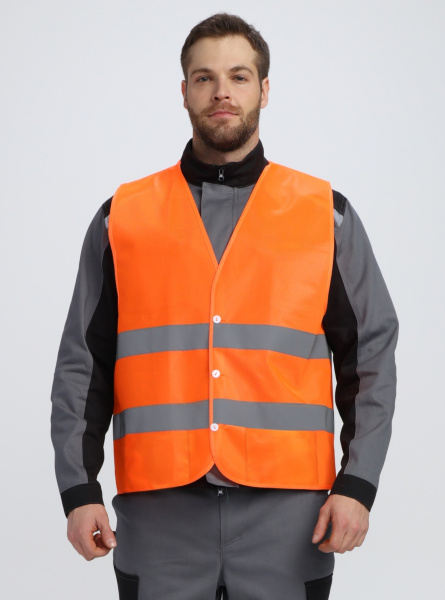 Жилет PROFLINE BASE сигнальный с пуговицами и карманами (оранжевый)