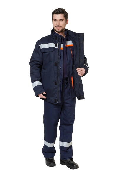Костюм СП09-ДVII защитный от электродуги летний/демисезонный с БР (оранжевый/т.синий)