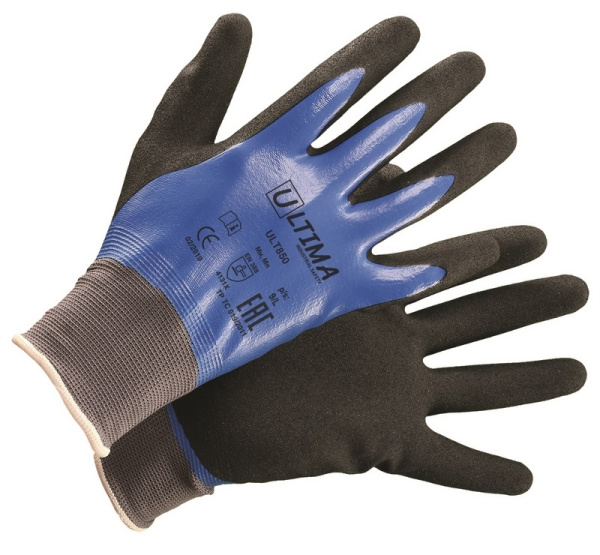 Перчатки ULT850 нейлоновые с двойным нитриловым покрытием ОТГРУЗКА КРАТНО 12 ПАР.