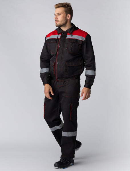 Костюм НЕЙЧ-2 СОП с капюшоном с ПК (черный/красный)