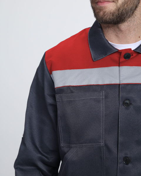 Костюм ЛИГОР-1 СОП с БР (т.серый/красный)