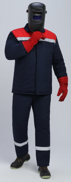 Костюм сварщика ВЕЛДСВАР-СОП зимний 1 кл.защиты с БР (т.синий/красный)