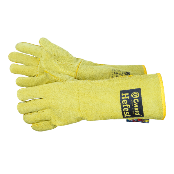 Краги HEFEST из спилка усиленные (желтый)