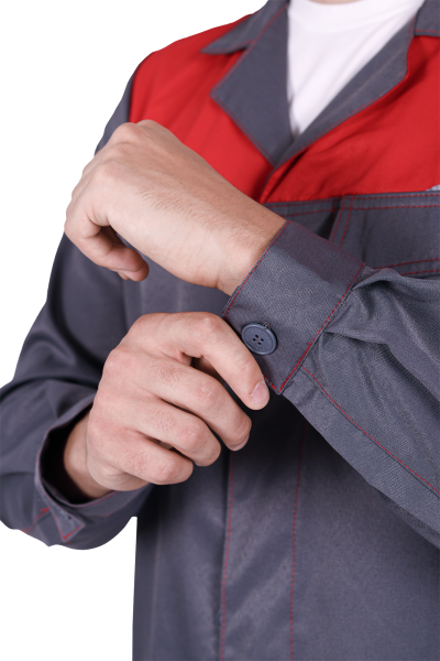 Халат КМ-10 ЛЮКС (серый/красный)