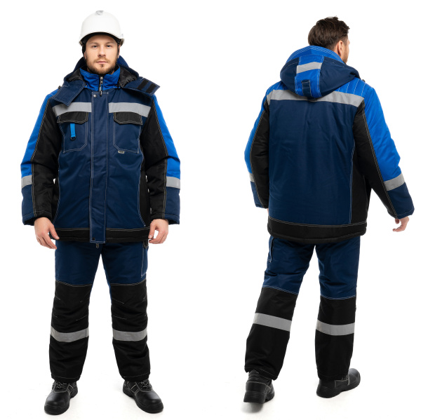 Костюм ЮКОН-МЕМБРАНА зимний с ПК (т. синий/черный/васильковый)