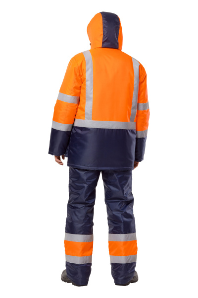 Костюм сигнальный зимний с ПК (оранжевый/синий)