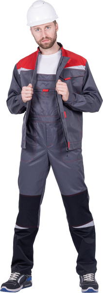 Костюм КМ-10 ЛЮКС летний с ПК (серый/красный)