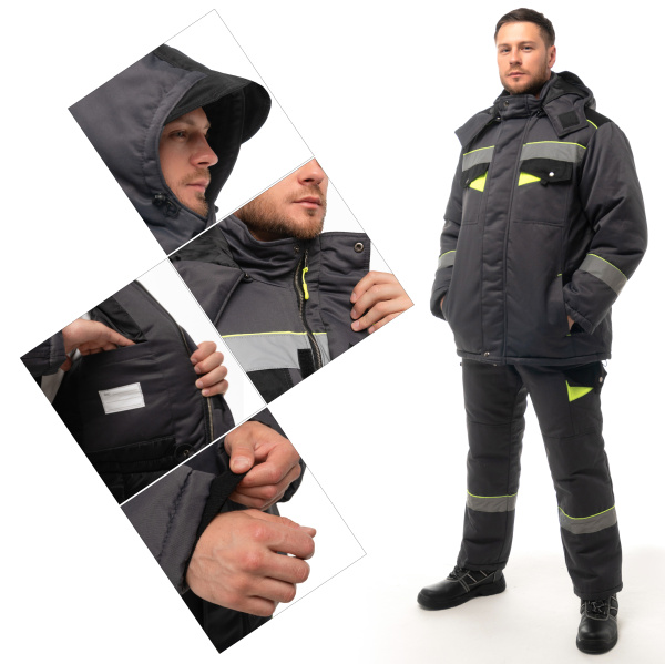 Костюм КОРВЕТ зимний с БР 4 класс (т.серый/черный/лимон)