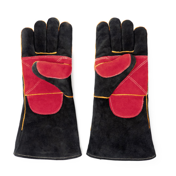 Краги PROFLINE LEADER спилковые усиленные (черный/красный)