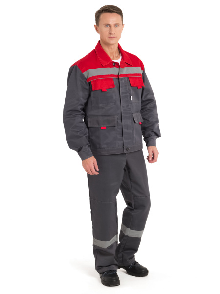 Костюм НОВА с СОП, с БР (серый/красный)