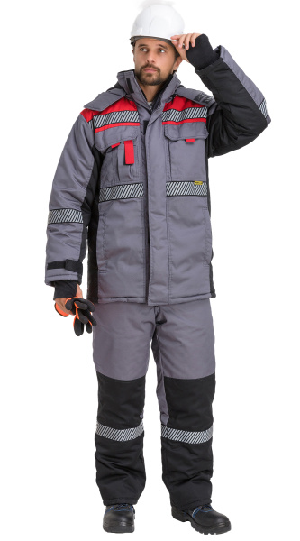 Костюм RONTA KS581 зимний с СОП (т.серый/красный/черный)