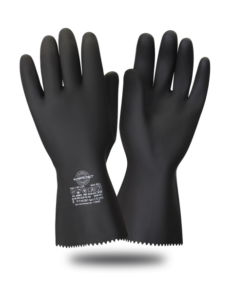 Перчатки SAFEPROTECT КЩС-1-SP LUX латекс слой Silver толщ.0,65мм (черный) ОТГРУЗКА КРАТНО 12 ПАР