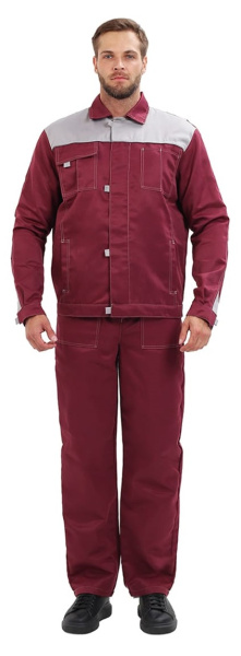 Костюм ФАВОРИТ с ПК (бордовый/св.серый)