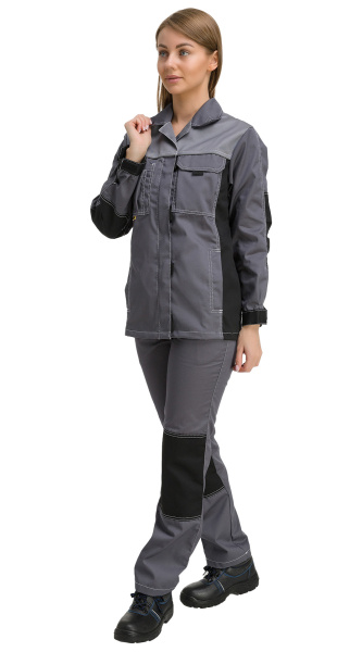 Костюм RONTA KS214 женский с БР (т.серый/св.серый/чёрный)