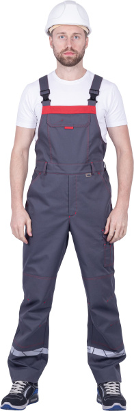 Полукомбинезон ХАЙ-ТЕК SAFETY (серый/красный)