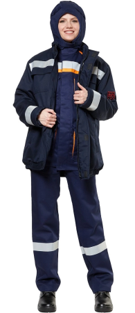 Костюм СП09-ДVII женский защитный от электродуги демисезонный с БР (оранжевый/т.синий)