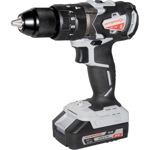 Аккумуляторная дрель-шуруповерт ИНТЕРСКОЛ ДАУ-13/18В 574.2.2.70 18В 38Нм 2х2А/ч