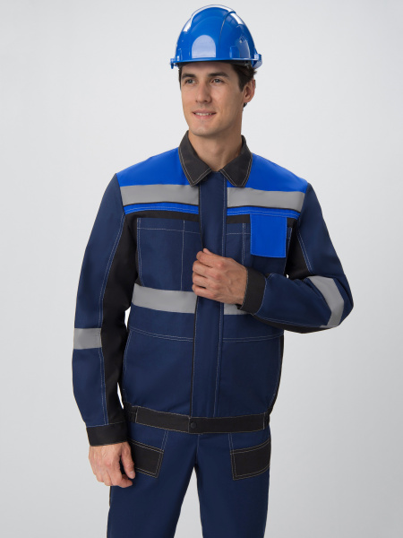 Костюм ВИВАТ-1 ПРЕМИУМ с БР (т.синий/черный/васильковый)