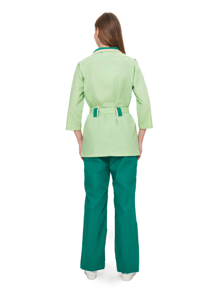 Костюм КАПЕЛЬ женский с БР (т.зеленый/салатовый/бежевый)
