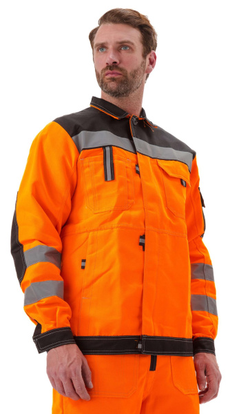 Костюм ПРОТЕКТ-ЛЮКС сигнальный с ПК (оранжевый/черный)