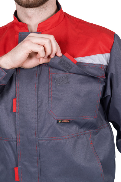 Костюм КМ-10 ЛЮКС летний с ПК (серый/красный)