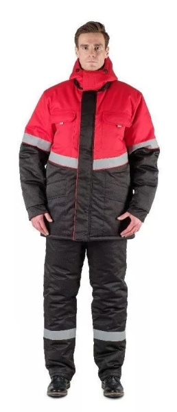 Костюм СЕВЕРНАЯ ШИРОТА зимний с БР (черный/красный)