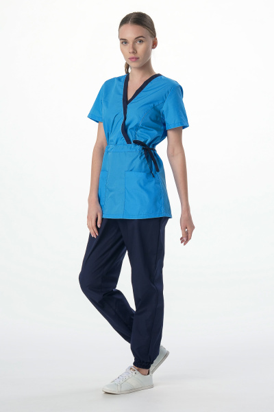 Костюм MEDLINE СИМПЛ-001 женский с БР (т.синий/ярко-голубой)