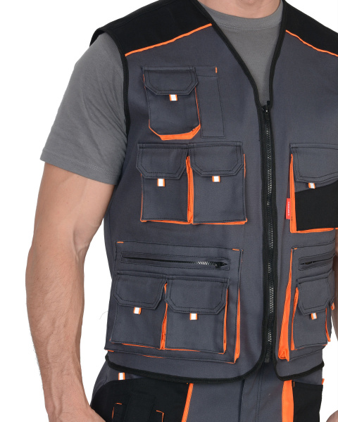 Жилет СИРИУС-МАНХЕТТЕН (т.серый/оранжевый/черный)