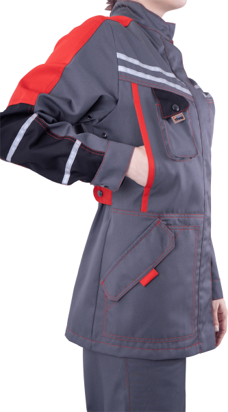 Куртка ХАЙ-ТЕК женская (серый/черный/красный)