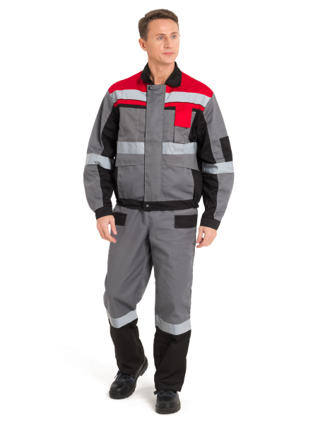 Костюм ВИВАТ с СОП с П/К (серый/черный/красный)