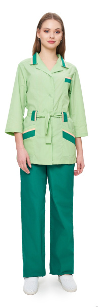 Костюм КАПЕЛЬ женский с БР (т.зеленый/салатовый/бежевый)
