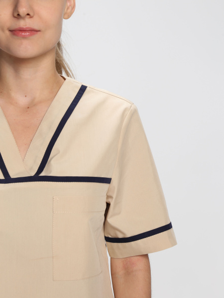 Костюм ИРИС женский с БР (бежевый/т.синий)