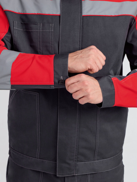 Костюм БРИГОТЕК-1 СОП с БР (т.серый/красный)