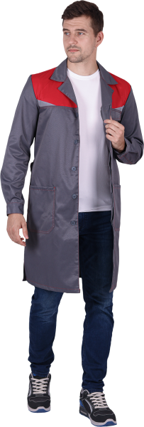 Халат КМ-10 ЛЮКС (серый/красный)