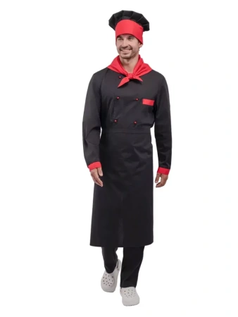 Костюм повара ДУГЛАС 5 элементов (черный/красный)
