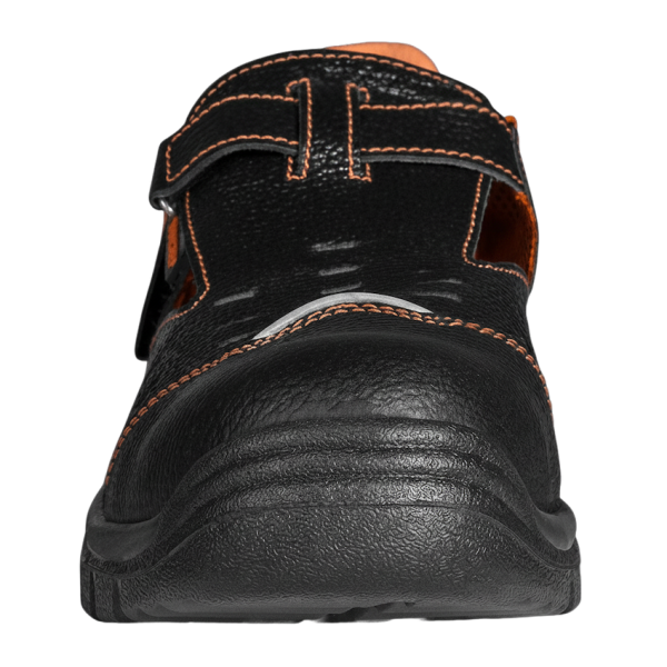 Полуботинки МАСТЕР ПУ кожаные с перфорацией с МП (черный/оранжевый)