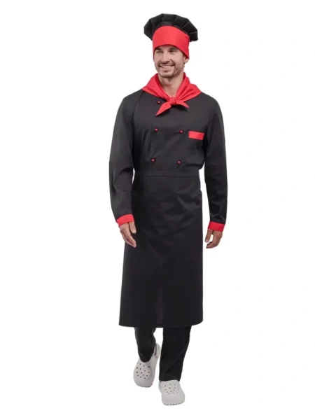 Костюм повара ДУГЛАС 5 элементов (черный/красный)