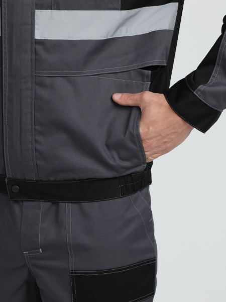 Костюм ВИВАТ-1 ПРЕМИУМ СН МВО с БР (т.серый/черный/св.серый)