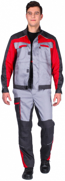 Костюм Факел NEW, п/к, т.серый/красный/св.серый