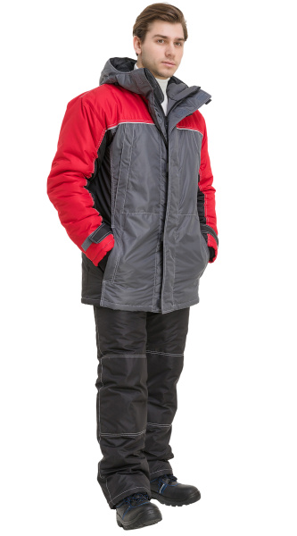 Куртка RONTA KR930 зимняя (т.серый/черный/красный)