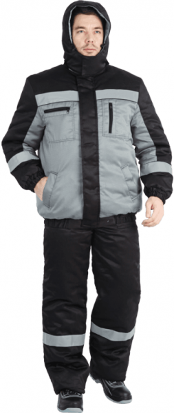 Костюм БАЙКАЛ зимний с ПК (серый/чёрный)