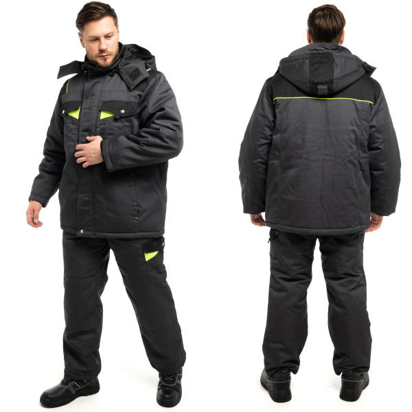 Костюм КОРВЕТ зимний с БР (т.серый/черный/лимон)
