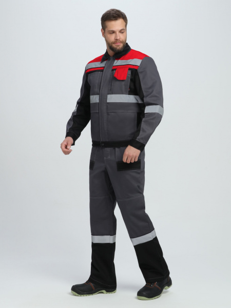 Костюм ВИВАТ-1 ПРЕМИУМ IMP с БР (т.серый/черный/красный)